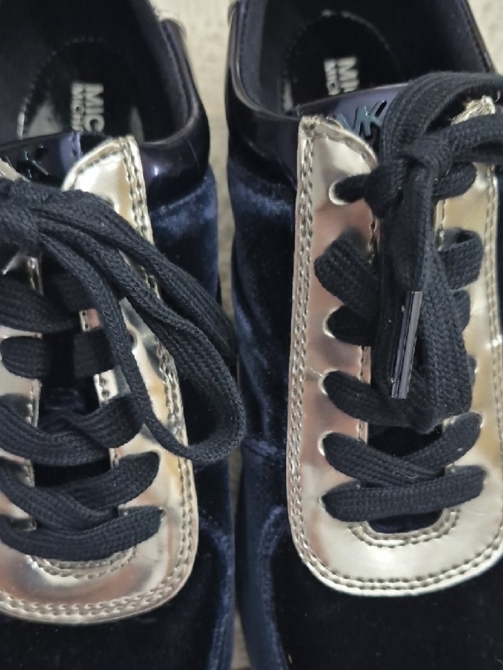 MICHAEL MICHAEL KORS Admiral Blue Velvet and Silver Accent Sneakers 8 - Picture 3 of 11